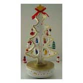 White solid christmas tree with music box
